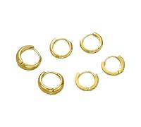 3 pares de pendientes geométricos para mujer, de metal y diamantes de imitación, joyería minimalista para novia, pendientes de aro colgantes entrelazados dorados. (Gold, 10mm)