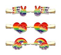 3 pares de pinzas para el pelo de orgullo arcoíris para mujer, diseño de corazón, amor, gana el cabello, coloridas, lesbianas, bisexuales, LGBTQ+, pasadores para el cabello, regalos