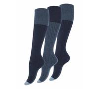 3 pares de Rodilla alta calcetines para mujer con algodón extra fino, azul