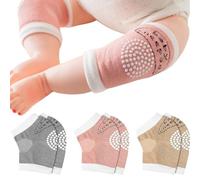3 pares de rodilleras para gatear para recién nacidos, con protección antideslizante de goma, rodilleras para gatear, ayuda para gatear antideslizante para bebés, algodón unisex, para 1-3 años