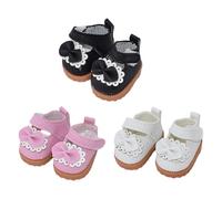 3 pares de zapatos de muñeca para muñecas de 15 a 17 cm, zapatos de poliuretano de 3,5 cm, 3 colores, vestido, zapatos, zapatos para niños, cumpleaños, Navidad, regalo, algodón, princesa