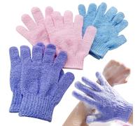 3 Pares Guante Exfoliante Corporal, Guantes Exfoliantes Ducha Manoplas Baño, Guantes de Baño Exfoliantes Guantes de Ducha de Doble Cara Manoplas Exfoliantes Guantes para Exfoliar el Cuerpo - 17x12 CM