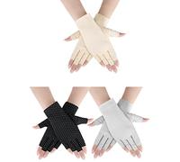3 Pares Guantes de Conducir de Protección UV Finos sin Dedos Guantes de Verano con Bloqueador Solar Guantes de Conducción de Verano de Mujer Antideslizantes para Coche Golf Pesca, 3 Colores