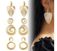 3 Pares Pendientes Oro Mujer, Pendientes mujer, set pendientes mujer, pendientes oro, 3 estilos de pendientes oro