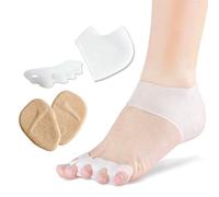 3 pares separador contra Hallux Valgus garra dedo Corrección separador - Chanclas Carril, antepié Cojín Apoyo y plantar fasciitis de talón calcetín, gel de talón Mangas transpirable, reduce rissige