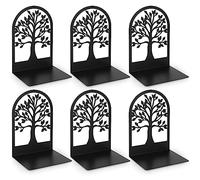 3 Pares Sujetalibros, Sujeta Libros Estanteria de Metal para Libros Gruesos, Antideslizante Sujetalibros para Oficina, Escuela, Hogar, Biblioteca o Estanterías - 12x12x16,5 cm/Negro