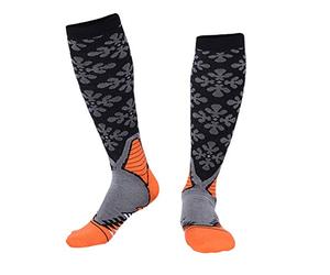 3 Pares Unisex Rodilla Calcetines deportivos de Compresión Alta Correr Estiramiento Shin Férulas Calcetín de Vuelo Atlético Hombres Mujeres Naranja Mediano