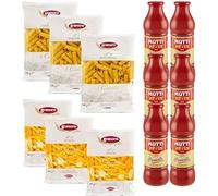 3 Pasta Penne + 3 Granoro Elicoidali (500g) + 6 Puré de Tomate Mutti (700g) | Caja 100% italiana