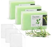 3 pastillas de jabón de árbol de té con redes para hacer espuma - Jabón natural de aceite de árbol de té para limpiar el rostro, el cuerpo y las manos, con aroma refrescante.