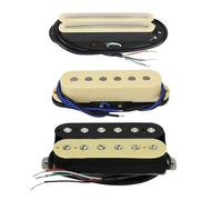 3 pastillas de riel doble, de bobina simple y humbucker for guitarra Aln-ico 5 SSH de Vin-tage(Yellow Zebra set)
