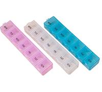 3 pastilleros pastillero 7 días 7 compartimentos con llavero azul + rosa + transparente