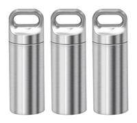 3 Pastilleros, Pastilleros Portátiles, Pastillero Impermeable de Uso Diario, Organizador Portátil para Acampar y Viajar (Silver, 4.85*1.55cm)