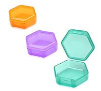 3 pastilleros pequeños, pastillero de viaje, organizador pequeño de pastillas, mini pastillero portátil, pastillero, pastillero para medicamentos de bolsillo con vitaminas (naranja, cian y morado)