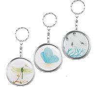 3 pastilleros redondos de metal para viajes, con llavero, 3 compartimentos, con espejo, para medicina, tableta, llavero, pastillero para viajes