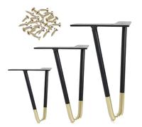 3 Patas De Horquilla Para Muebles, Varillas De 1 Cm De Diámetro, Patas De Recambio Para Mesas De Centro, Mesitas De Noche, Armarios, Con Protectores De Goma Y Tornillos(Black gold,20cm/7.8in)