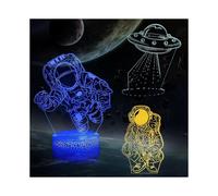 3 Patterns Spaceman UFO Spaceship 3D Night Light for Boys, Astronaut Illusion Lamp 16 Color Changing Dimmable with Remote