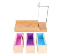3 Pcs 1200ml caja de seguridad, inodoro y selección multicolor hecha a mano molde de jabón de silicona rectángulo con caja de madera y la máquina de rodajas ondulpara el hogar