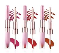 3 Pcs 2-In-1 Lip Liner And Lip Stain,2 En 1 Lipliner And Lipgloss,Combo De Lápiz Labial Y Delineador De Labios,Se Utilizar Para Delinear Contor Labio Rellenarlo Color,Duradero,Para Diario,Fiesta Citas