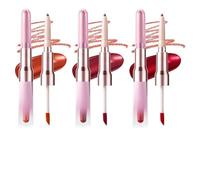 3 Pcs 2-in-1 Lip Liner and Lip Stain Combo Tinta Labios Brillante Hidratante y Delineador Labios Permanente, Impermeable Acabado Brillante Natural para Todo Tipo de Piel