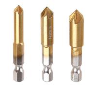 3 Pcs 5 Flutes HSS Industrial Countersink Drill Bit Set Quick Change Bit 1/4 In Hex Shank Chamfer Chamfering Cutter Tool Countersink Drill Bits For Wood