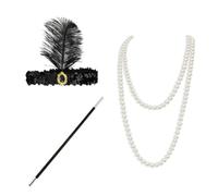 3 Pcs Accesorios Años 20 Mujer, 1920s Set de Accesorios, Accesorios de Charleston para Mujer, 1920s Flapper Accesorios Juego de Accesorios de 1920 Great Gatsby Accesorios para Halloween Navidad