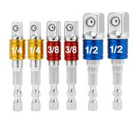 3 PCS Adaptadores para Llave de Tubo, 1/4", 1/2", 3/8", Adaptadores Hexagonales Profesionales para Taladros y Destornilladores, Robustez y Versatilidad para Bricolaje (6, Plata)