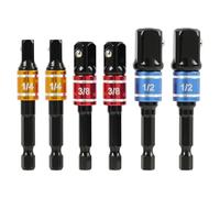 3 PCS Adaptadores para Llave de Tubo, 1/4", 1/2", 3/8", Adaptadores Hexagonales Profesionales para Taladros y Destornilladores, Robustez y Versatilidad para Bricolaje (6, Negro)