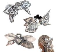 3 PCS Bandana Claw Clip,Bandana Hair Clip,Bandana Hair Clip Claw Clip Big Hair Bows Retro Print Bandana Bow Hair Claw Clip (D)