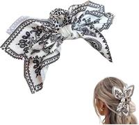 3 PCS Bandana Claw Clip,Bandana Hair Clip,Bandana Hair Clip Claw Clip Big Hair Bows Retro Print Bandana Bow Hair Claw Clip (A)