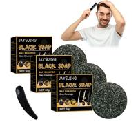 3 PCS Barra Anti-Canas Hombre,Jabón Gris Brillante Natural Que Promueve la Producción de Melanina,Jabón para El Cabello Contra Canas Que Restaura el Color Natural del Cabello