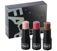 3 Pcs Barra de Maquillaje Multifuncional, Durable Lápiz de Contorno de Crema Rubor Resaltador en Barra, Juego de Contouring Stick Contornea Fácilmente tu Rostro, Apto para Cualquier Tipo de Piel (B)