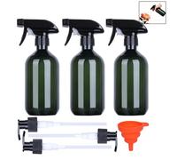 3 Pcs Bote Spray Pulverizador, 500ml Botella Spray Pulverizador, Botellas Pulverizadoras de Agua de Plástico para Plantas, Jardinería y Peluquería, con 3 cabezales de bomba y 1 embudo (verde)