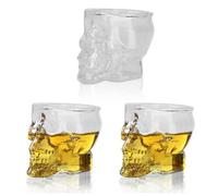 3 pcs Calavera Shot Glasses, Calavera Copa de Vino Calavera Cabeza Shot Glass Mini Claro Shot Glasses Pequeños vasos de vidrio a granel esqueleto Copa de Halloween Fiesta Bar Copa para los hombres