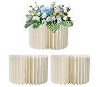 3 PCS Cilindro Pedestal Stand Elegant 11 Cilindro de cartón blanco Cilindro Cilindro plegable Pastel de bodas reutilizable Pastel de torta con tapa acrílica para aniversario, tablas de cilindros pa