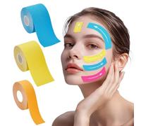 3 Pcs Cinta de Levantamiento Facial, Parches Antiarrugas Faciales, Cinta de Estiramiento Facial, Wrinkle Patches, Face Tape Lift Adhesivo Facial, Face Lift Tape（Azul, Amarillo, Naranja）