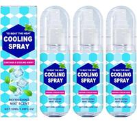 3 Pcs Cooling Mist Spray for Hot Weather, Instant Cooling Relief, Natural Mint Scent, Portable 50ml Refreshing Mist, Prevents Heat Stroke, for Face and Body, Outdoor Sports