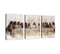 3 Pcs Cristiano Última Cena de Marco Cuadros Decoracion Salon, Clásico Jesús Pintura Lienzos Decorativos Religioso Cristo Cuadros y Láminas Decoración para Lglesia Oración Sala Dormitorio 30x40cmx3