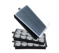 3 pcs Cubiteras para hielo grande, 3 Moldes para cubitos de hielo con tapa, Sin bisfenol A, adecuados para diversas bebidas como vino, refrescos y café helado(15 compartimentos, negro)