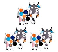 3 Pcs Cute Cartoon Cow Brooch Pin Badge Women Alloy Corsage Accessory for Clothing Props Random