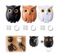 3 Pcs Cute Owl Key Holder Wall Mount,Entrance Owl Keychain Organizer,Magnetic Owl Key Holder For Wall,Key Chain Holder,Key Chain Ring Holder With Automatic Open Close Eyes Owl Key Hooks (3pcs)