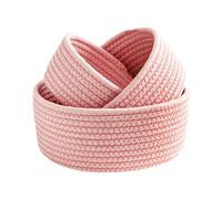 3 pcs de almacenamiento de cuerda de algodón pequeñas cestas de organizador tejidas rosas para escritorio bandejas decorativas redondas de cuerda de algodón para entrada joyas llaves almacenamiento