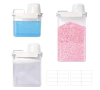 3 Pcs Dosificador Detergente Lavadora Hermetico, 2,5 L 1,8L 1,3L, Caja de Almacenamiento de Detergente en Polvo, con Taza Medidora y Etiqueta, Contenedor de Almacenamiento para Cereales Azúcar Muesli