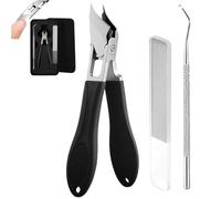 3 PCS Eagle Beak Shaped Beveled Nail Clipper Kit, Adult Nail Clippers, Slanted Nail Clippers with Wide Jaw Opening and Anti-Splash for, for Manicure and Toenails (Black)