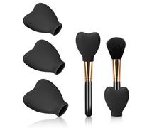 3 PCS Fundas Para Brochas De Maquillaje, Antideslizante Fundas Protectoras De Brochas Cosméticas En Forma De Corazón De Silicona Soporte Brochas Maquillaje Para Mujeres Y Niñas(Negro)