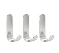 3 Pcs Ganchos Adhesivos Para Pared, Gancho Adhesivo Pared Fuerte, Gancho Pared Adhesivo, Percha Adhesivas Sin Taladro Forma de J de Acero Inoxidable para Colgar Ropa Toallas de Baño Cocina, plata