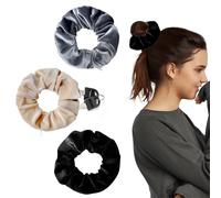 3 pcs gomas para el pelo de terciopelo con cremallera, Coleteros estilo scrunchie de terciopelo, adecuado para mujeres, niñas, almacenamiento de dinero, pintalabios, collar y llaves