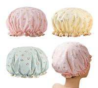 3 Pcs Gorro Ducha, Gorro de Baño Elástico con Doble Cape, Banda Elástica de Doble Capa, con Volantes, Gorro de Ducha para Mujeres y Niñas de Amar para Hogar/Spa/Viajes/Hotel/Cocina