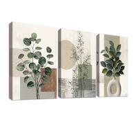 3 Pcs Hojas de Eucalipto Bambú Marco de Madera Cuadro Moderno Lienzo Decorativos Pintura Estética Oriental Wabi Sabi Imagen Budismo Zen Cuadros Decoracion Salon Dormitorios Pasillo 30cmx40cmx3