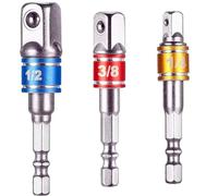 3 Pcs Impacto Categoría Adaptador Socket, Adaptador de Socket Bit Set, Agente de Velocidad de Cono, Adaptador de Socket Bit Hex Shank, Adaptador de Llave Extensión, para Reparación de Casa