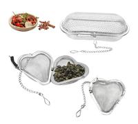 3 Pcs Infusores de Té de Acero Inoxidable 304, 2 Corazones 5.8 cm y 1 Largo 11 cm, Filtro para Té Suelto o Especias, infusion hierbas colador con Cadena de 11 cm para Taza Jarra de 2 Litros Cafetera